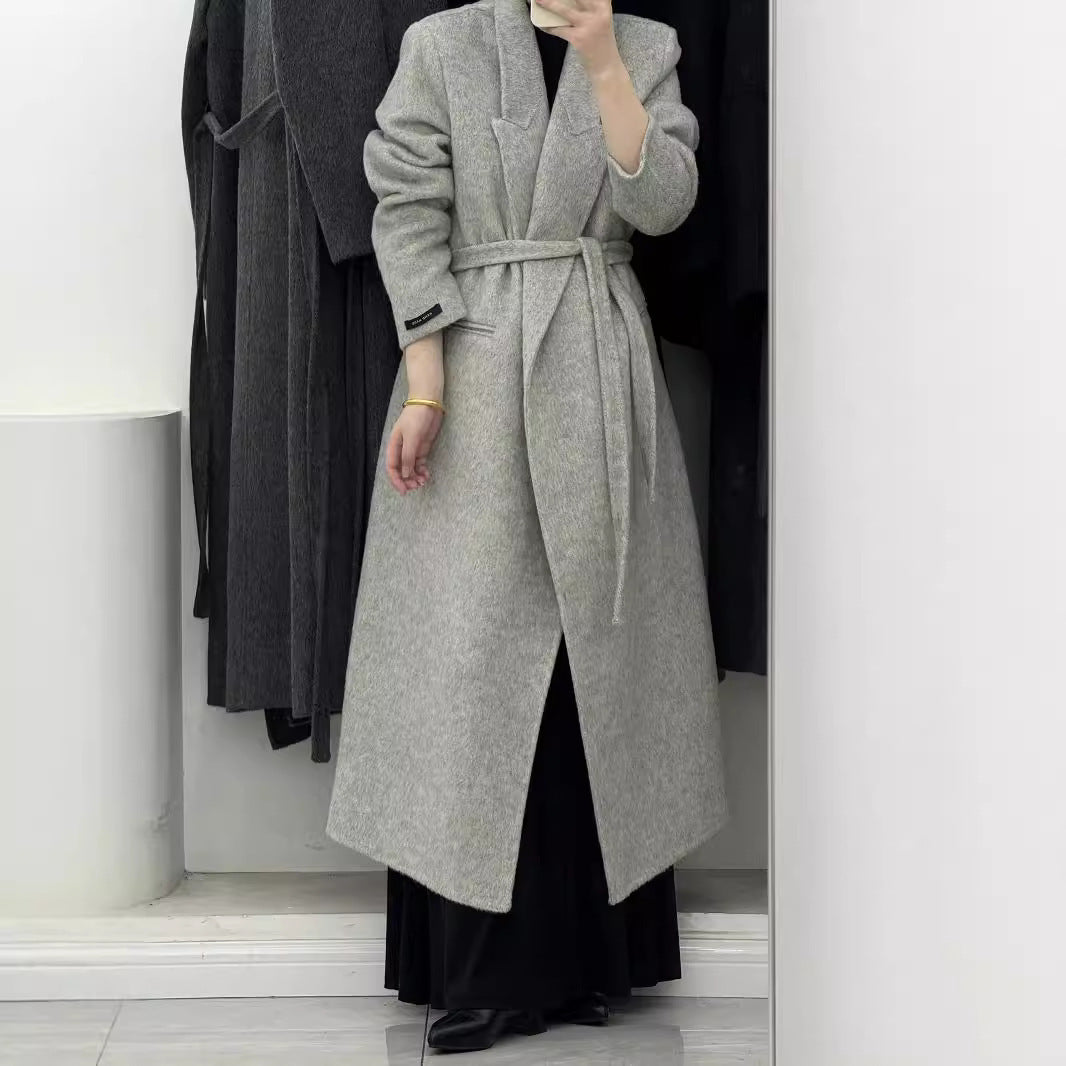Angora Red  Loose Double-Sided Wool Overcoat