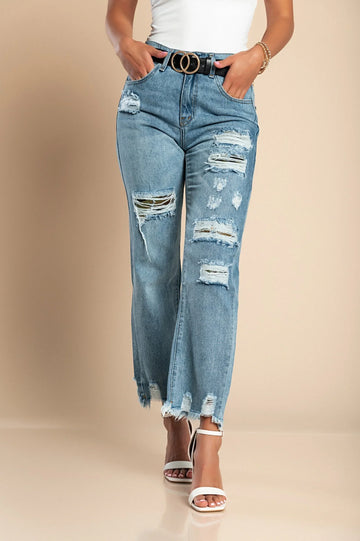 Jeans With Slits Alexandria, Green