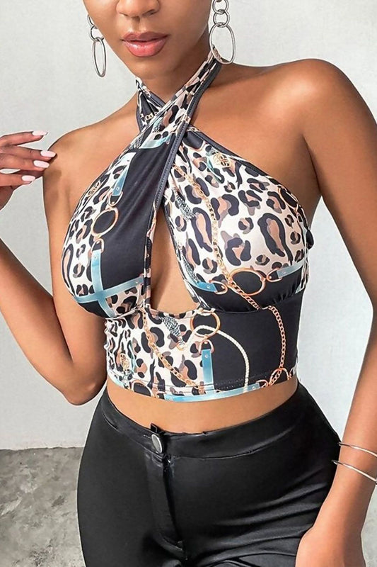 Underbust Cross Over Halter Neck Top