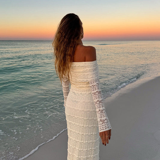 Elegant Off-Shoulder Lace Maxi Dress (Socialite Style)