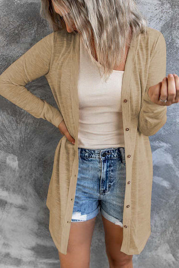 Open-Front Buttons Cardigan