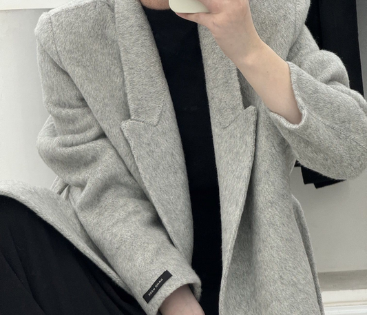 Angora Red  Loose Double-Sided Wool Overcoat