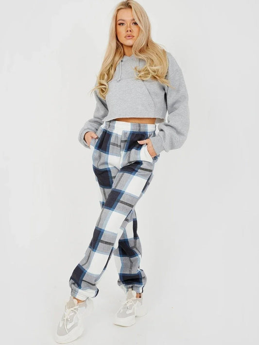 Navy Checked Joggers