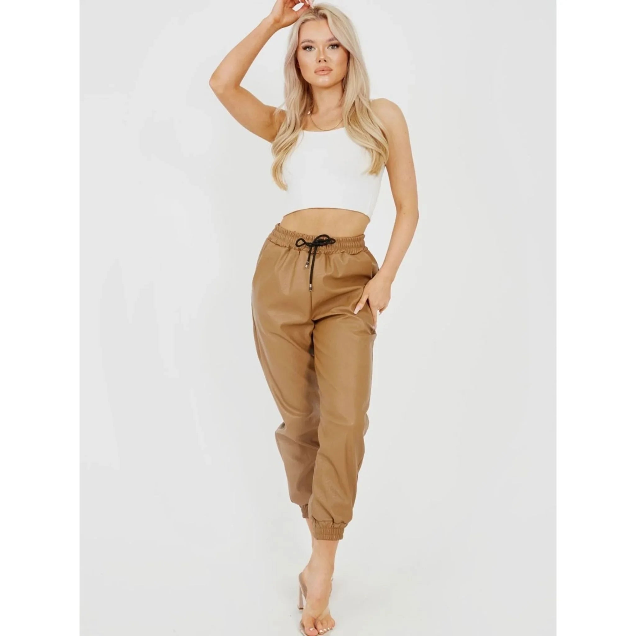 Faux Leather PU Joggers